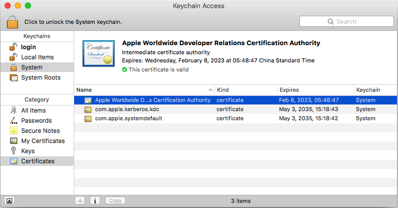 Apple Worldwide Developer Relations Certification Authority