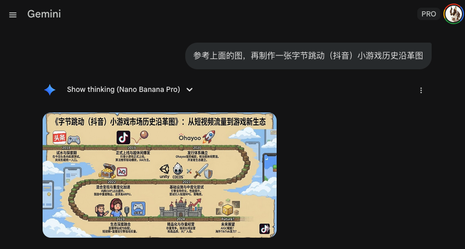 Gemini 聊天记录： 生成字节小游戏历史沿革图